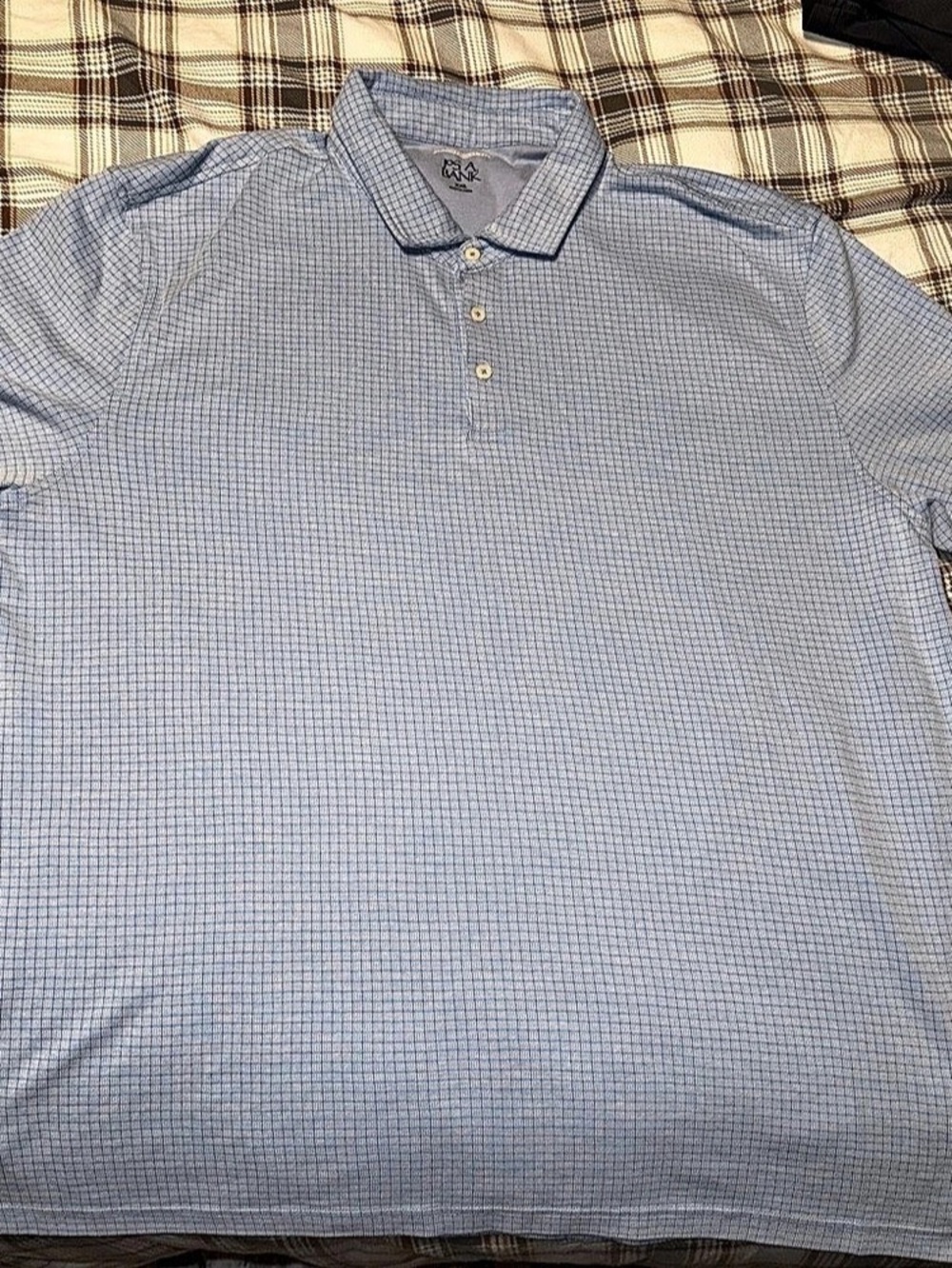 Jos. A. Bank Traditional Fit Plaid Polo Shirt Men's Blue XXL